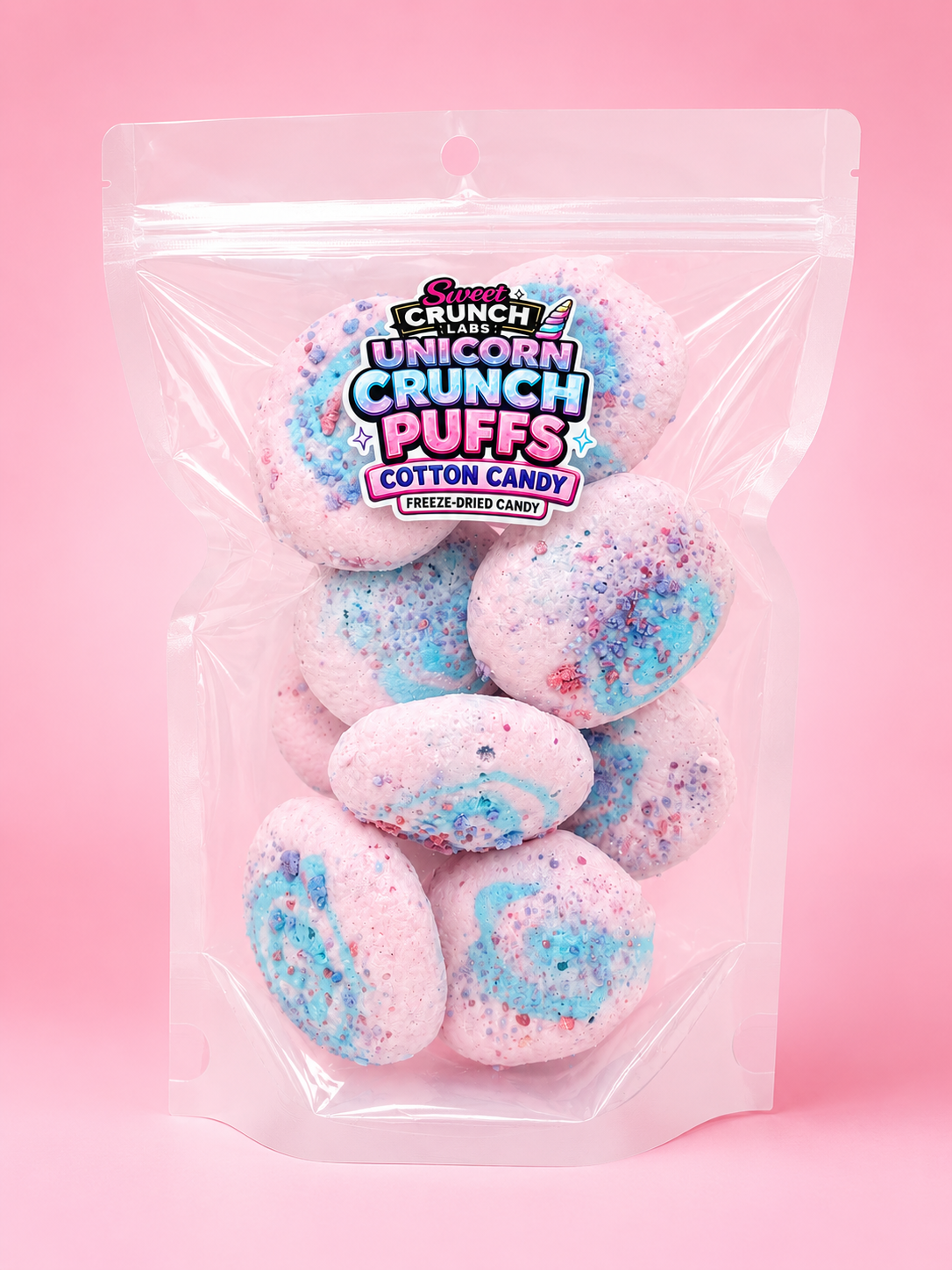 Unicorn Crunch Puffs – Cotton Candy Flavor Freeze-Dried Candy