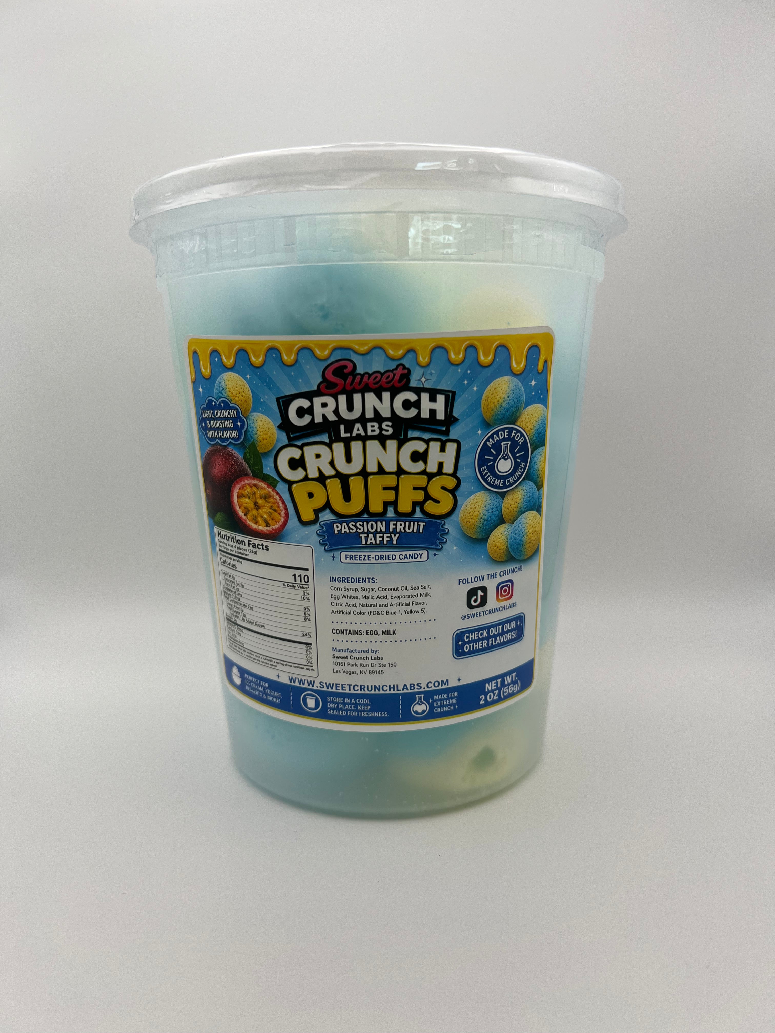 Sweet Crunch Labs Freeze-Dried Crunch Puffs – Passion Fruit Taffy Candy Balls