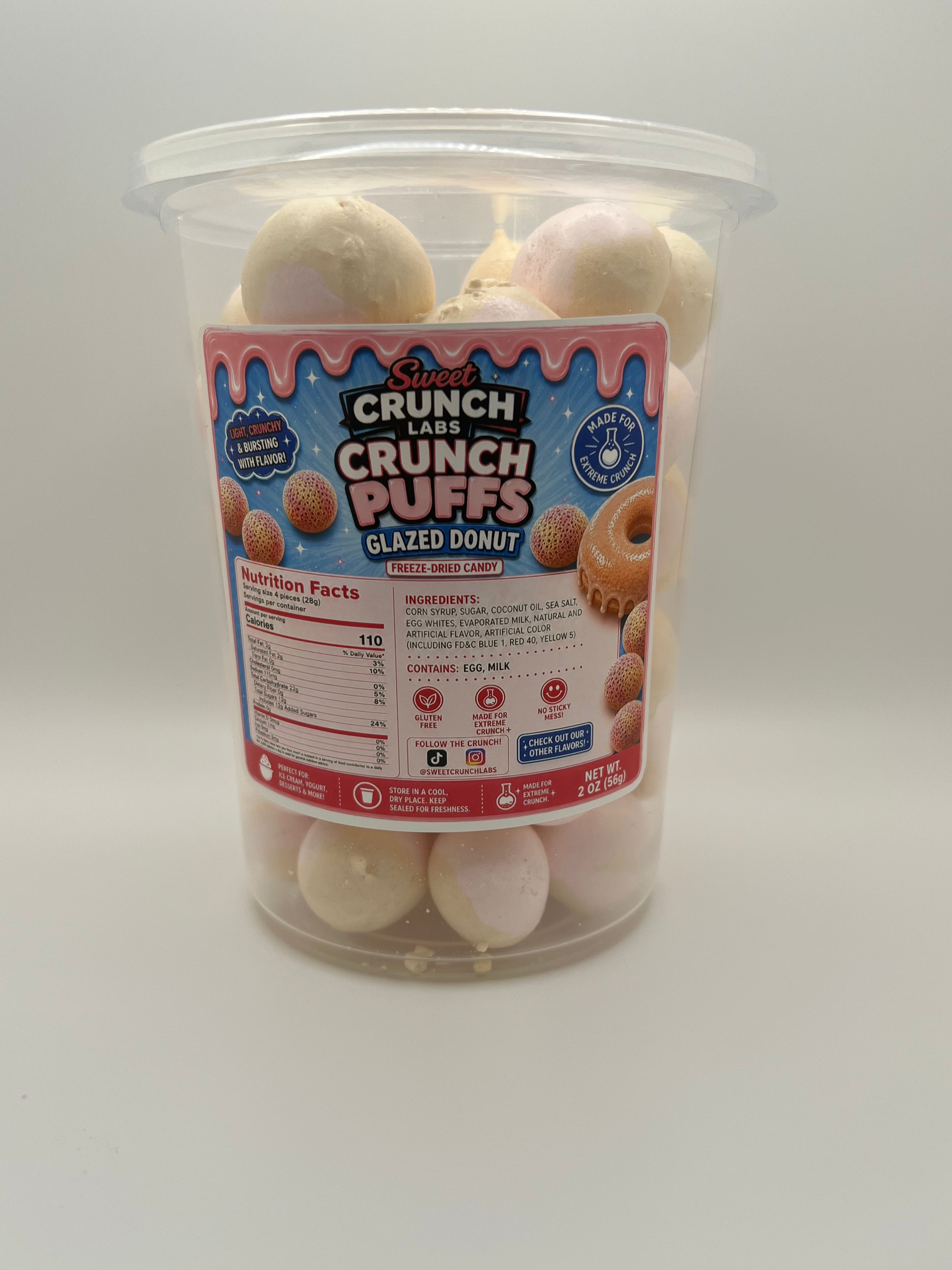 Sweet Crunch Labs Freeze-Dried Crunch Puffs – Glazed Donut Candy Balls