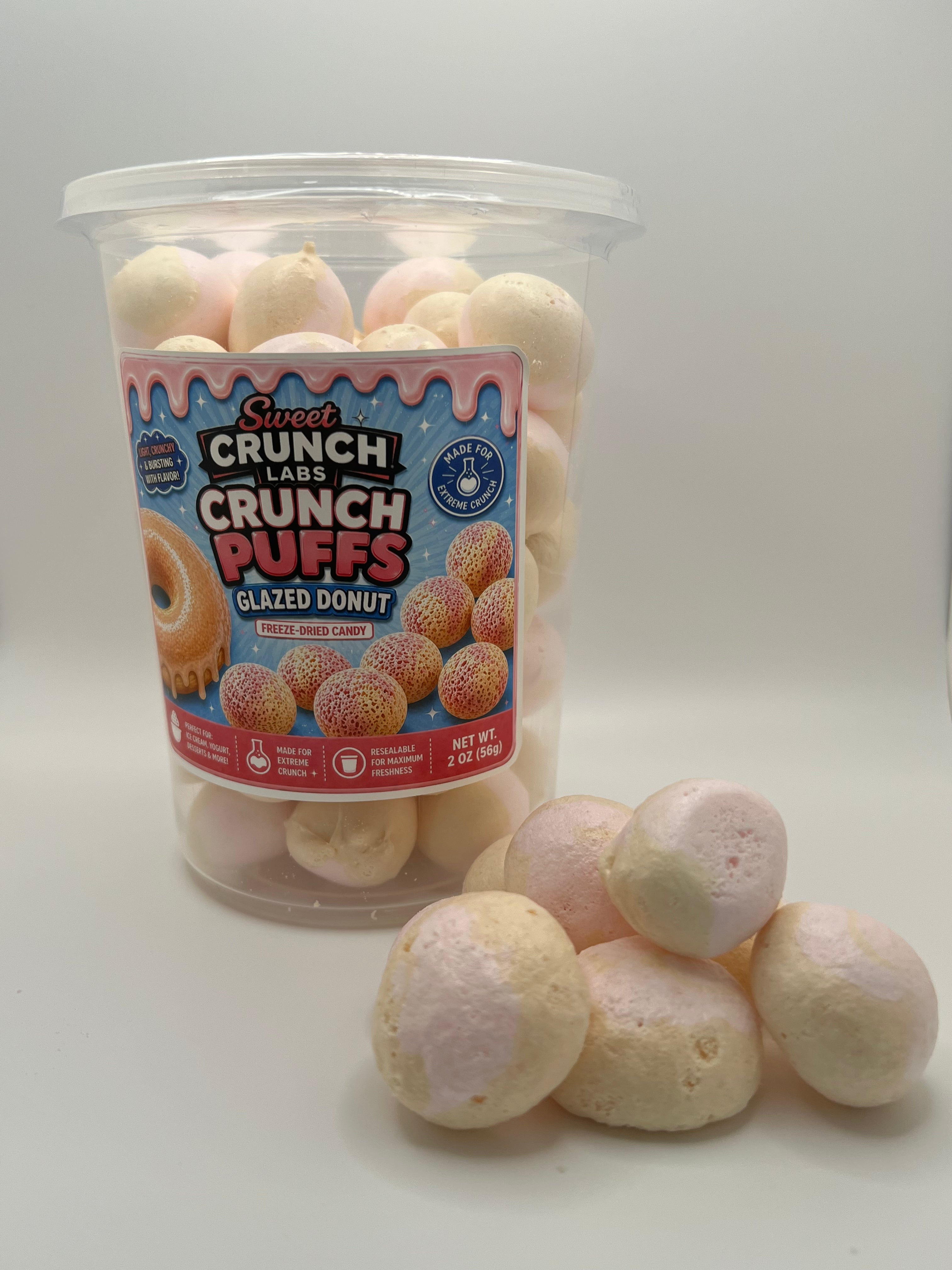 Sweet Crunch Labs Freeze-Dried Crunch Puffs – Glazed Donut Candy Balls